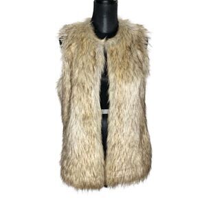 Zara Trafaluc Vest Faux Fur Stylish Mob Wife Open Tan Size Medium